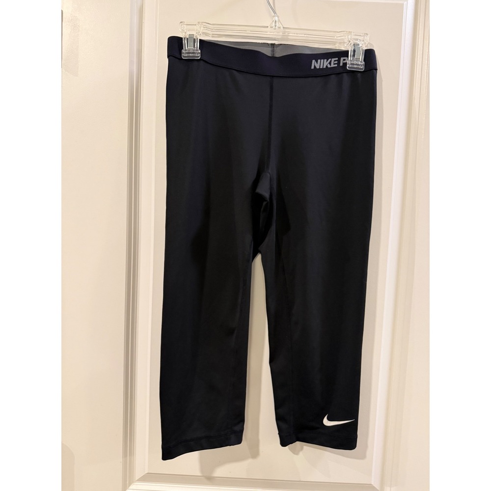 Nike Pro Dri-FIT Womens Black Cropped Training Leggings Capri Tights Size M